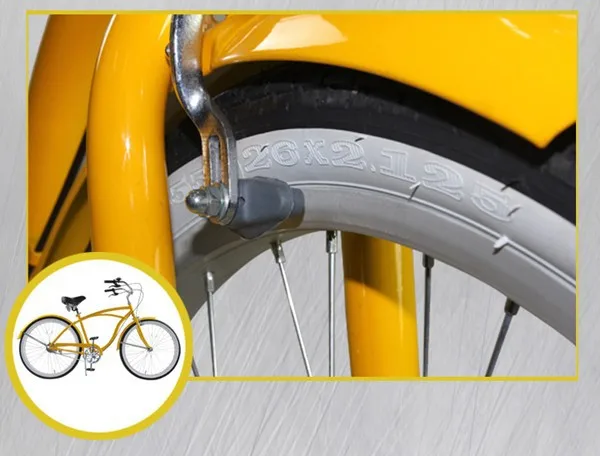 26 Inch chopper lowrider adult bicycle yellow mens stretch beach cruiser bike