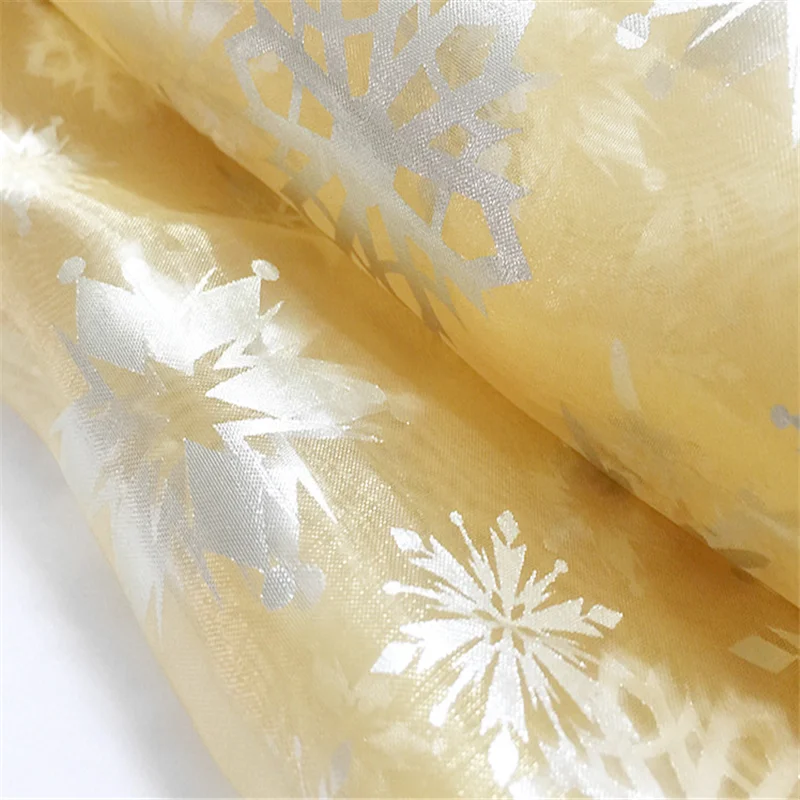 Good quality bright silk glass gold foil stamping organza fabric