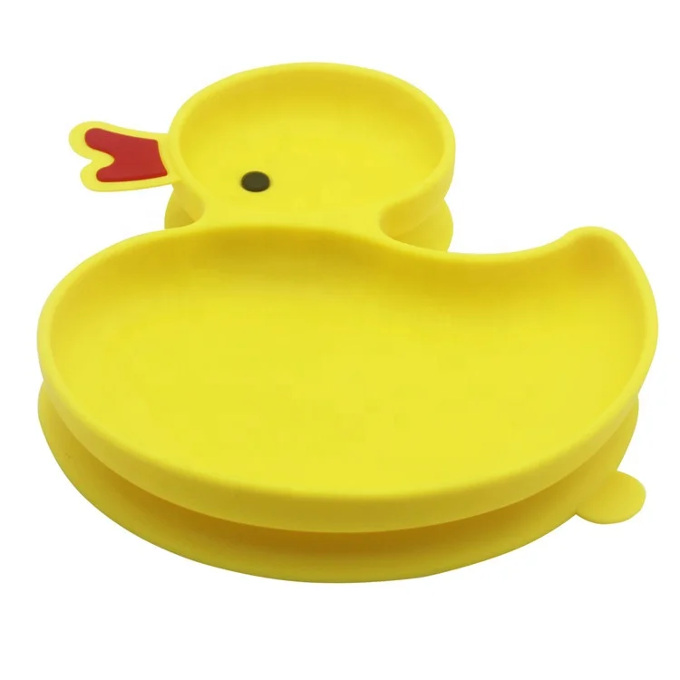 Bpa Free Baby Silicone Plate Funny Duck Silicone Kids Dinner Plate