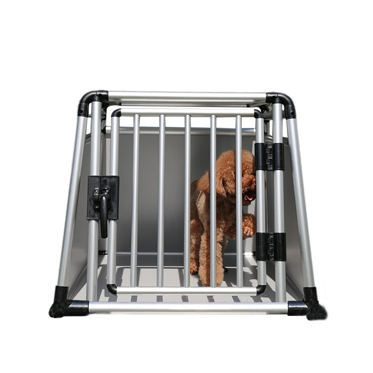 High quality single-door aluminum transport dog carrier pet cage round tube transport box dog cage
