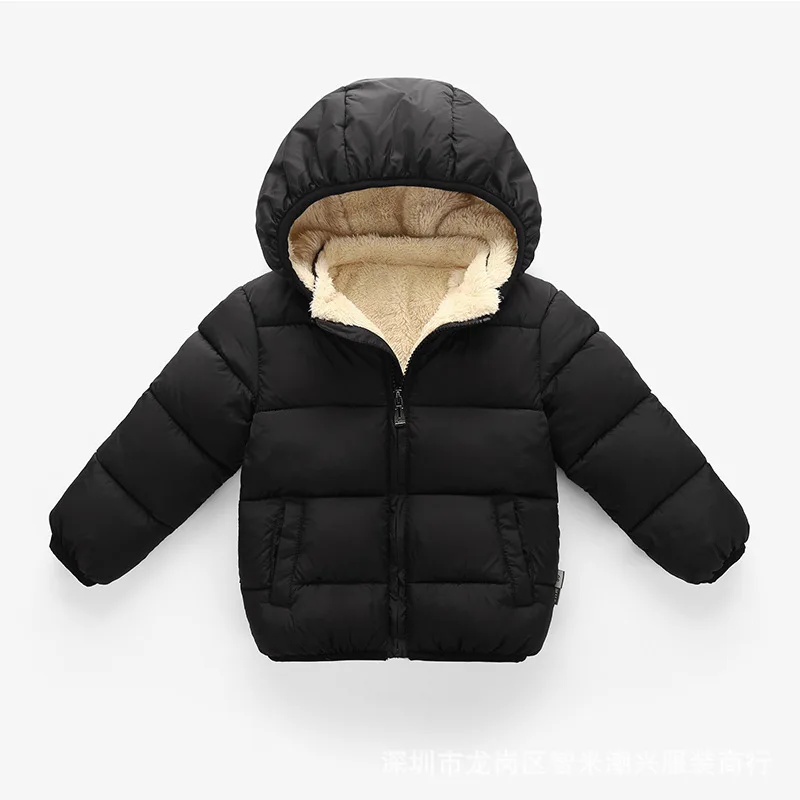 
baby hooded jacket winter warm thick long sleeve plush baby girls boys clothes 
