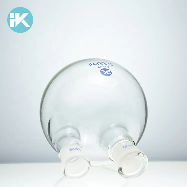 Huke индивидуальные Chemglass Стекло Круглый 1000 мл Тяжелая стена 2 шеи дно кипения колбы лабораторные