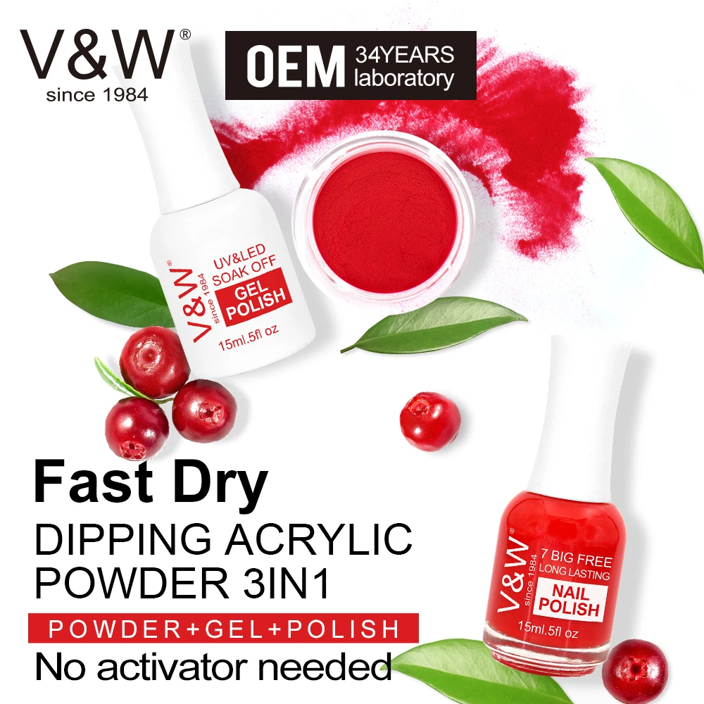 VW Oem Private Label Fast Dry Acrylic Powder Dipping Nails Set French Tip Dip Nail Dip Liquid 3 In 1 Match Gel And Nail Polish