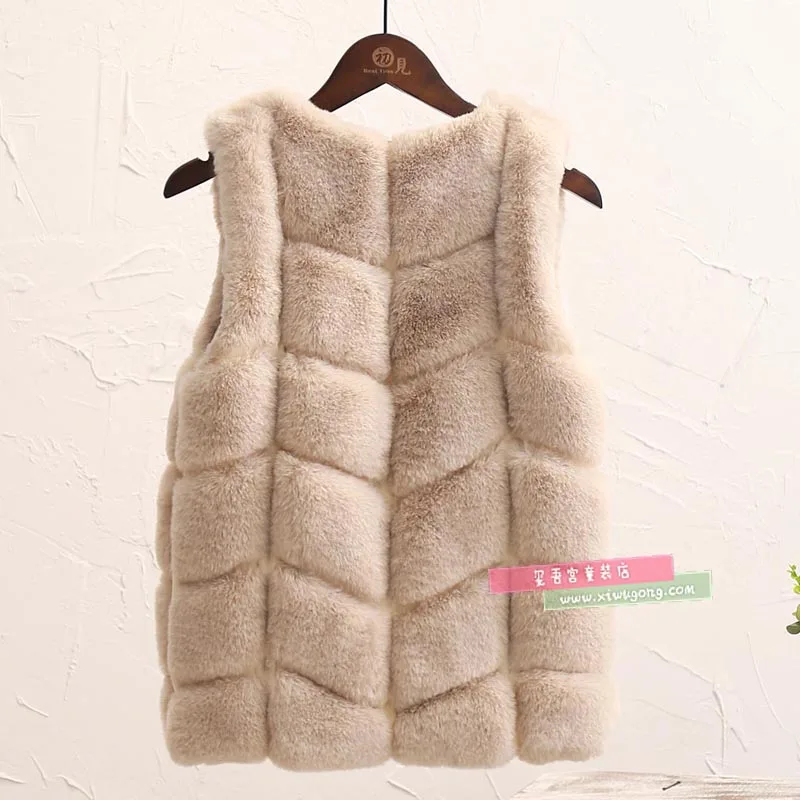 
Girls Soft Faux Fur Warm Waistcoat Sleeveless Jacket Coat Fur Vest For Children Kids 
