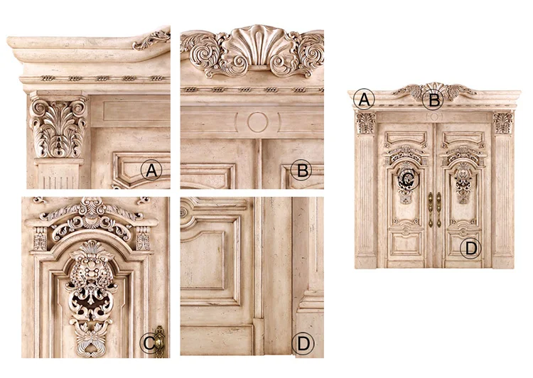 expensive front double wooden door designs with classic carving pattern