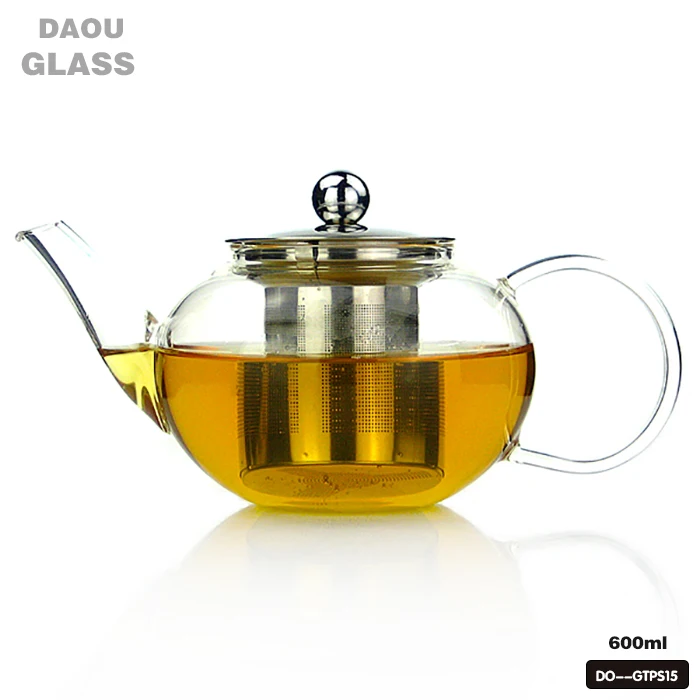 600ml Borosilicate Glass Teapot with stainless steel strainer for loose leaf tea flower tea