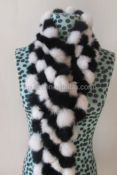
Fashion nice rabbit fur scarf 4 lines balls fur collar scarf for women scarf 