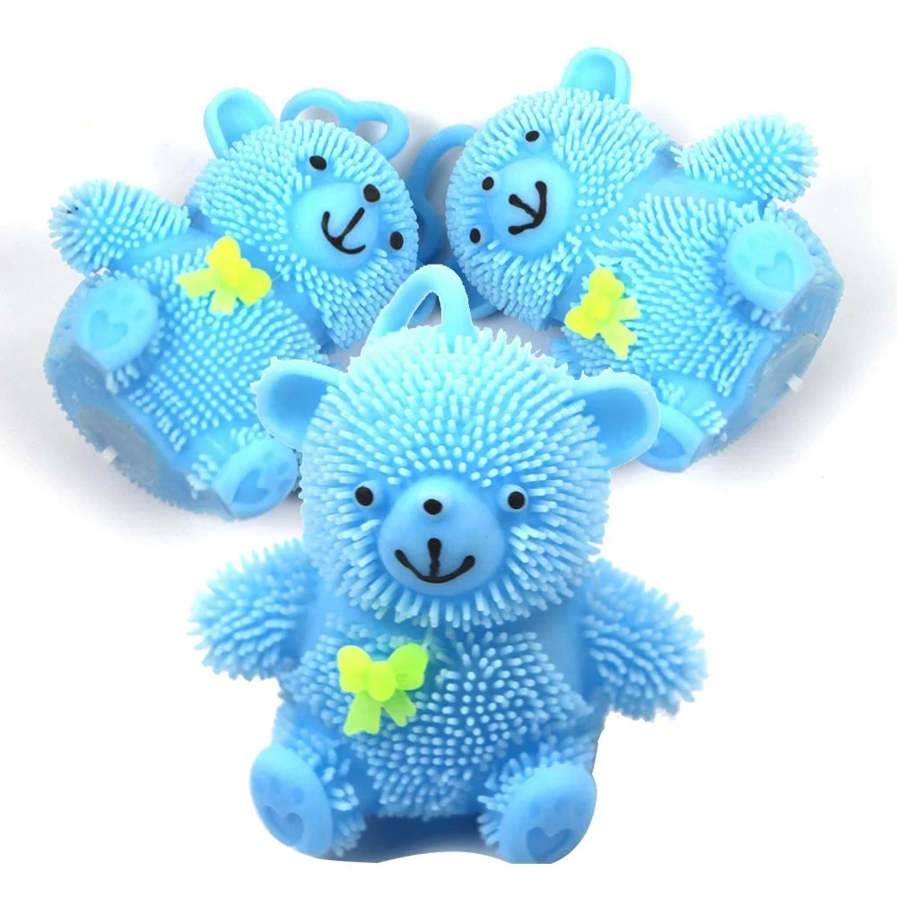 
Healthy puffer ball stress relief blue tpr soft teddy bear toy 