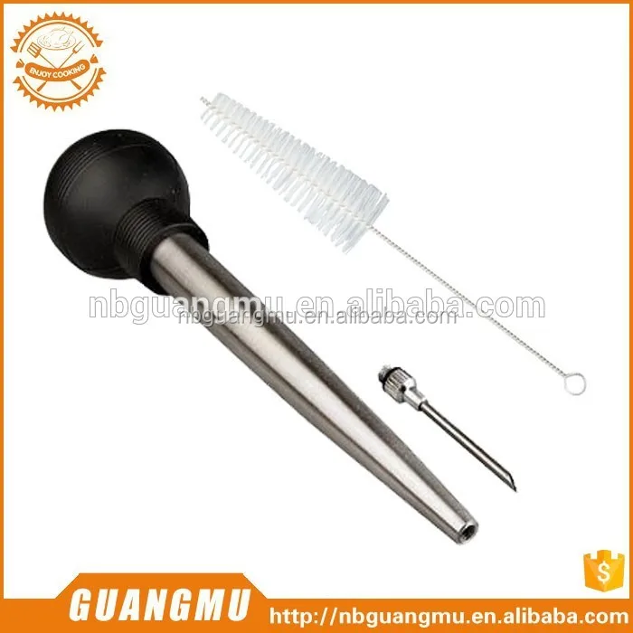 Turkey Baster Syringe Stainless Steel Meat Marinade Baster Injector Large Capacity