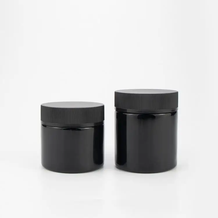 black dark glass big wide mouth glass jar 50ml 120ml 250ml violet cosmetic face cream jars 4 oz 8 oz amber black glass jar