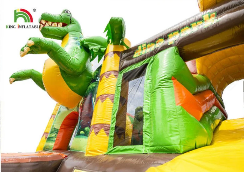 Customized Size Dinosaurs Inflatable Bounce House / Toddler Bouncy Castle With Slide