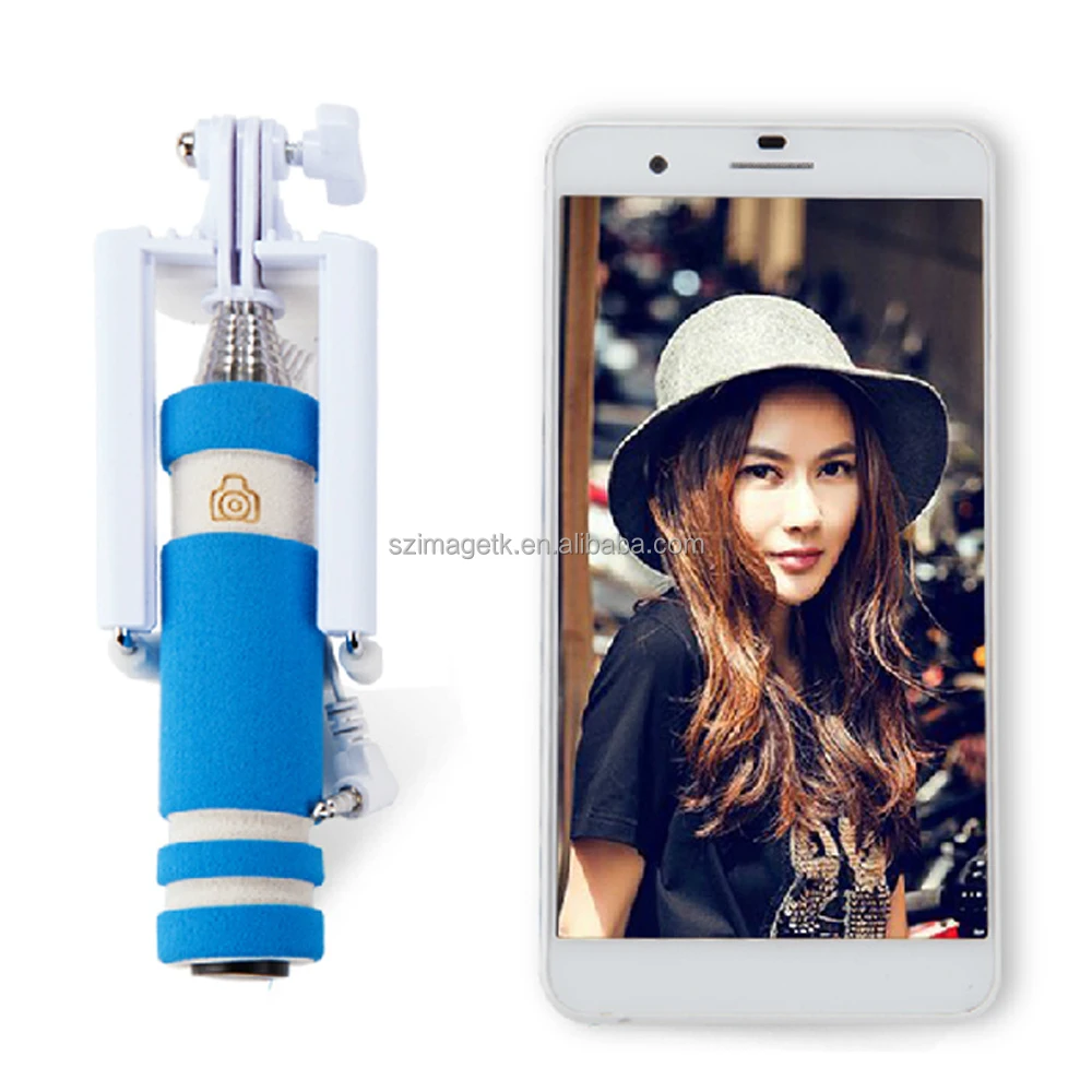 Promotional portable cable take pole selfie stick for htc, pocket selfie sticks for smartphone