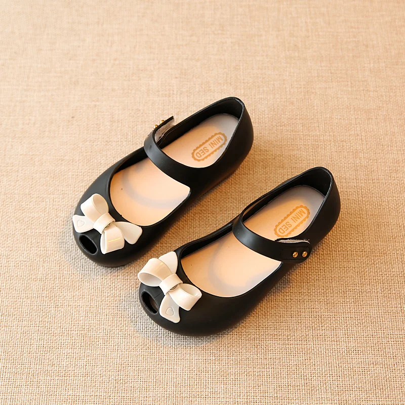 Larger size classic bow knot design kids girls mini melissa sandals