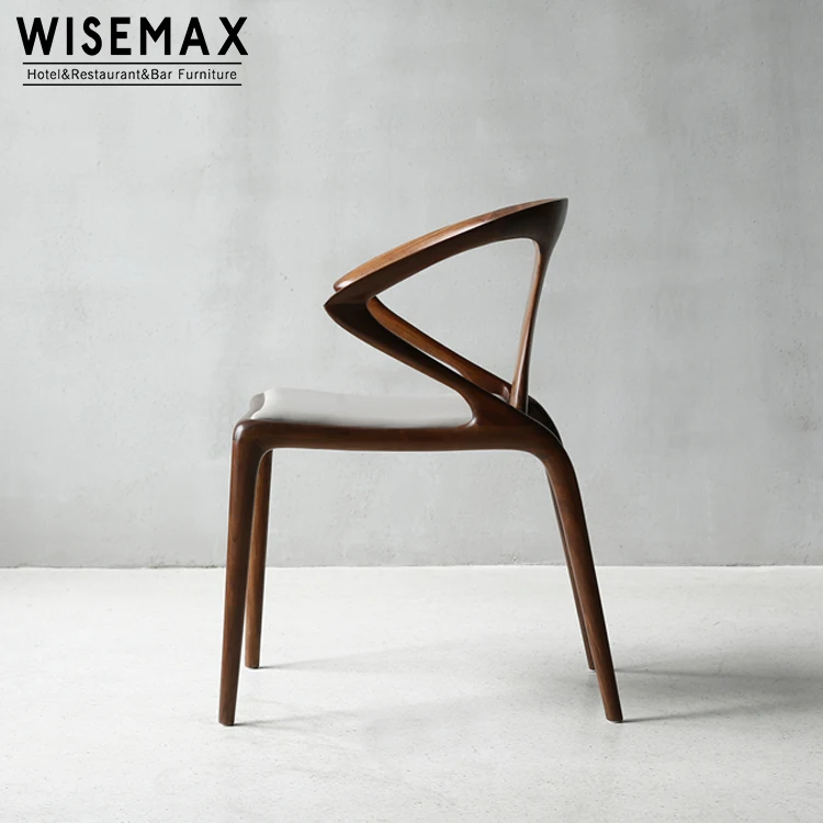 Italian modern design ash wood chair pu seat restaurant cafe chair living room solid wood dining chair for sale