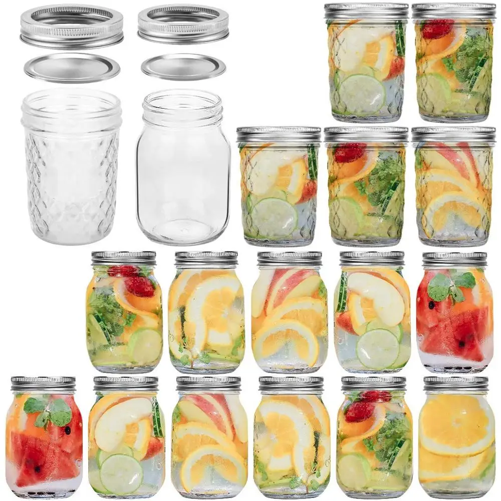  Customized logo 16 OZ glass mason jar with screw top