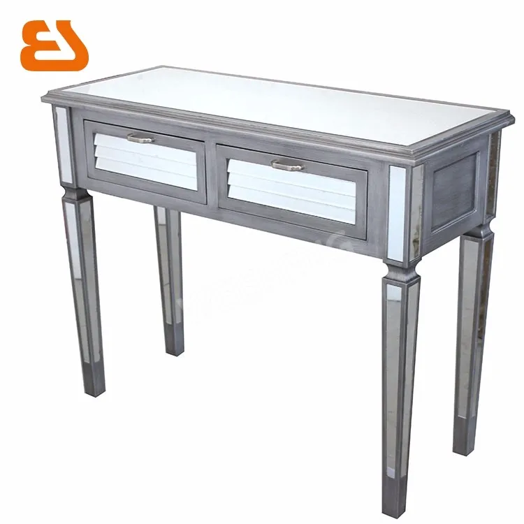 2 ящика затвор зеркальный стол с деревянной антикварной матовой серебристой отделкой