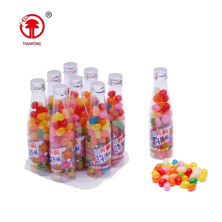 Halal colourful rainbow jelly candy 80g bottle shape  sweet jelly bean candy (60829637871)