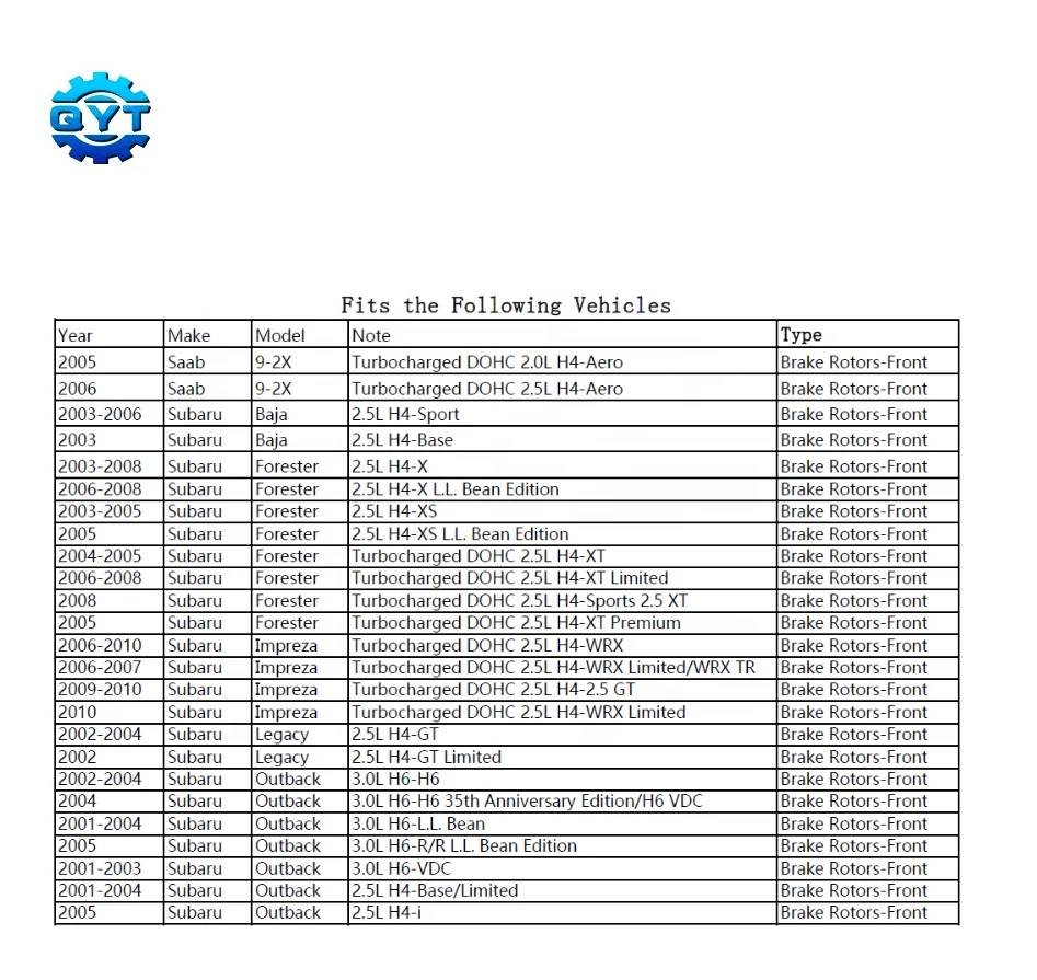 Автозапчасти от производителя тормозных дисков передний 34203 26310-AC040 для SUBARU