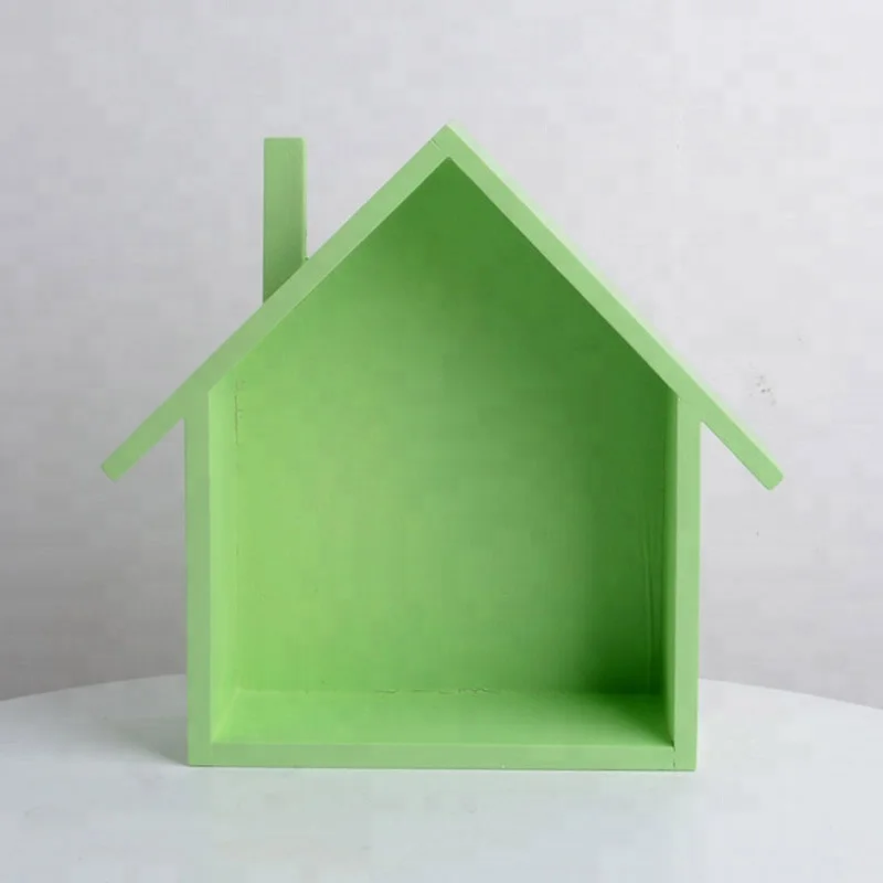 Floating House Shaped Wall Mount Wooden Shelf MDF wood wall mounted shelf