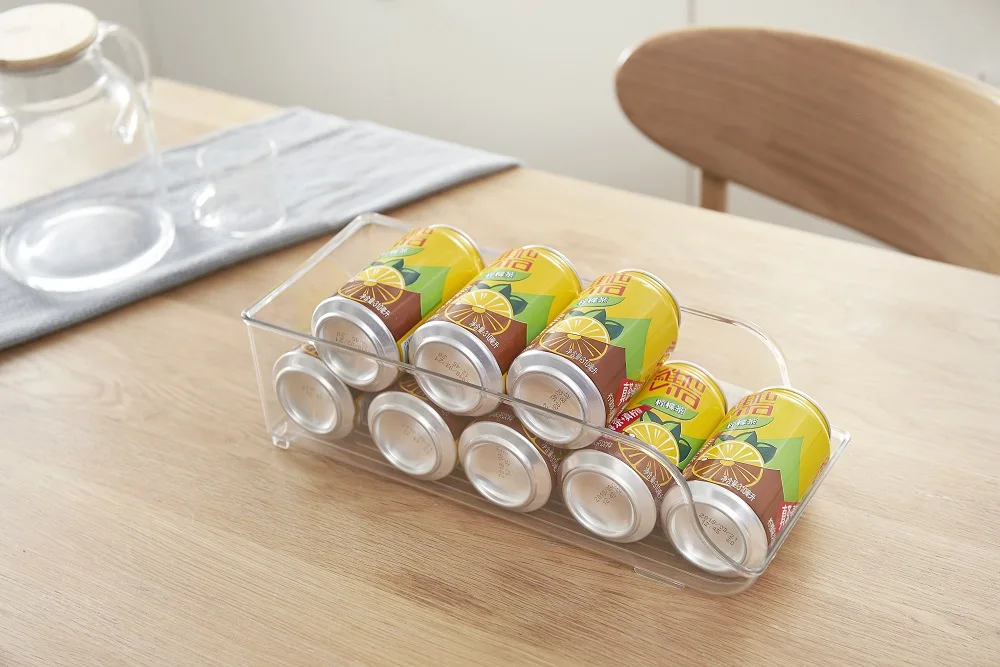 Transparent  Plastic Storage Freezer Organizer Refrigerator Stackable Storage Box Softdrink Household Storage Rack