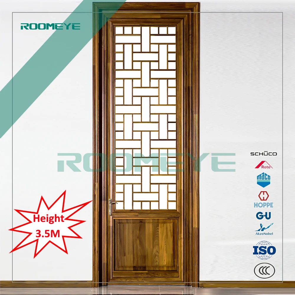 Grille design aluminium wood french doors