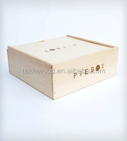 Custom personality slide pine wooden pie box with lid