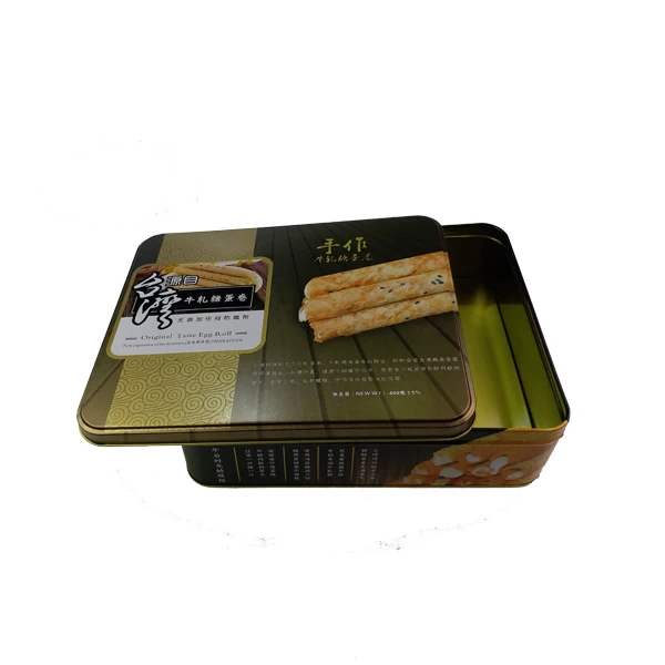 food grade standard tinplate OEM egg roll tin can cookie tin box