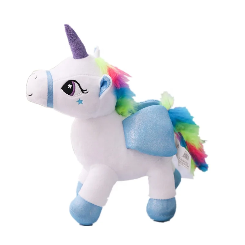 Plush Stuffed Unicorn For Colorful Cute Stars Pattern and Rainbow Tail