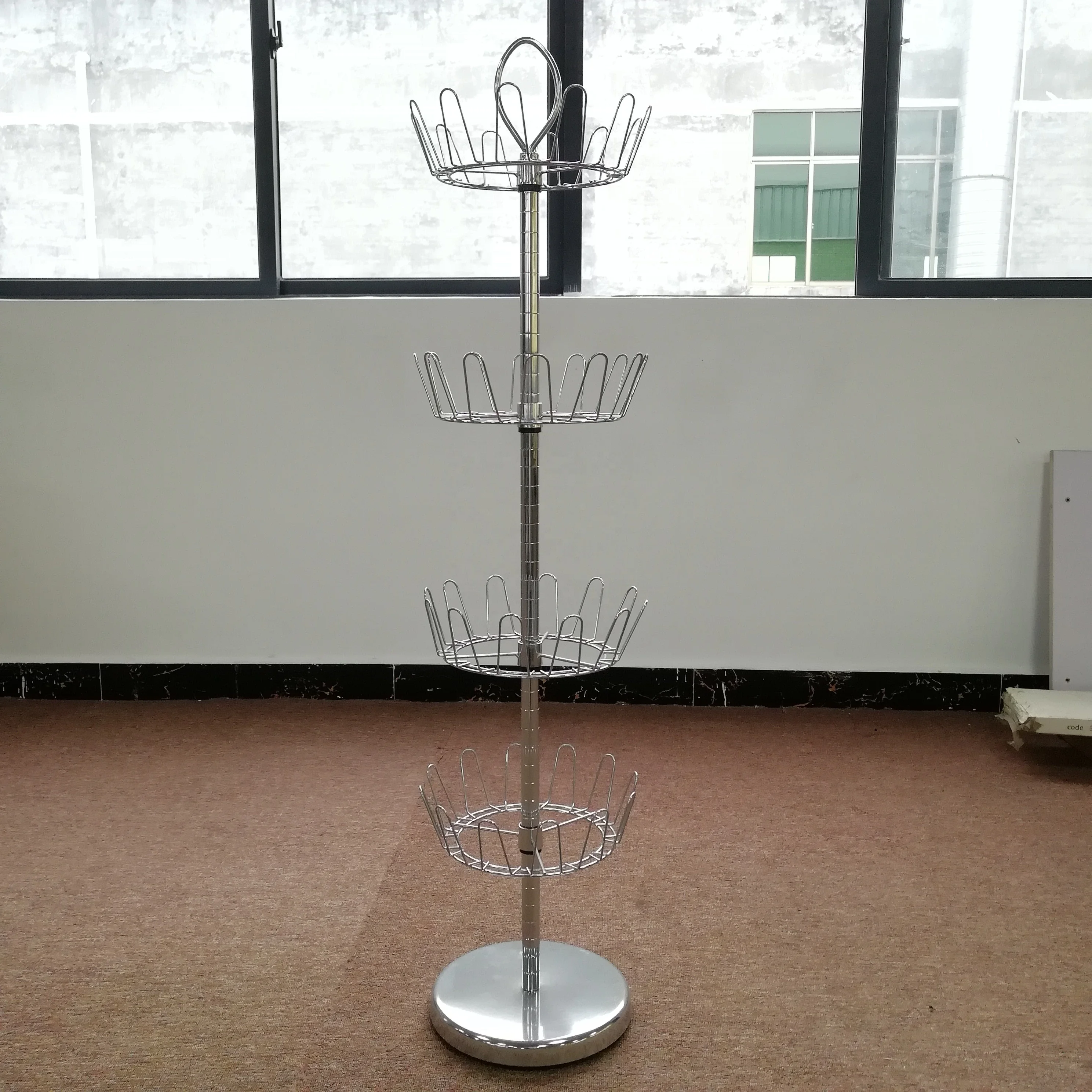 Superior quality 4 tier round rotating display cabinet dryer swivel shoe rack