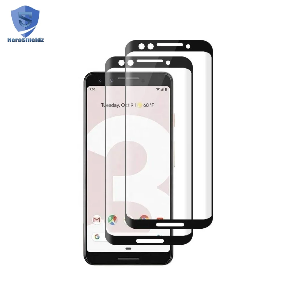 3D Full Cover 9H Tempered Glass For Google Pixel 3 Screen Protector, Pixel 3 Screen Protector Full Glass 0.26mm Case friendly