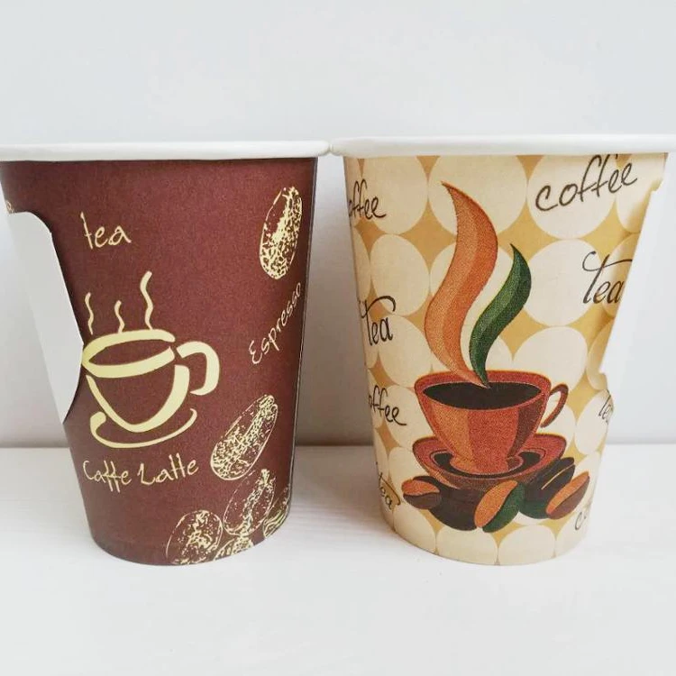 colorful 9oz cheap disposable coffee paper cup with handle single wall take away tea cup