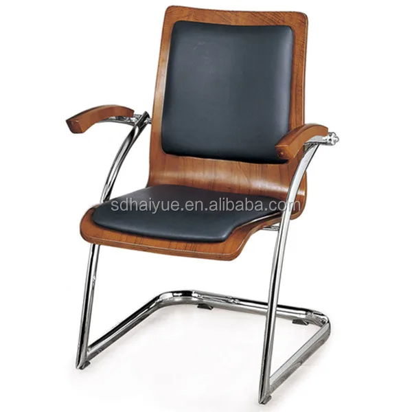 Office Wood  PU Leather Effect Leatherplus Conference Chair / Sled Base Chair HY3309