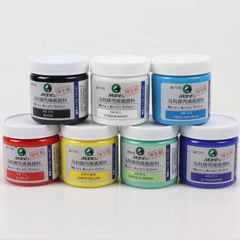 Maries 100ml Non-toxic DIY Waterproof Wall Paints Wholesale Acrylic painting Colour Set for Art Students