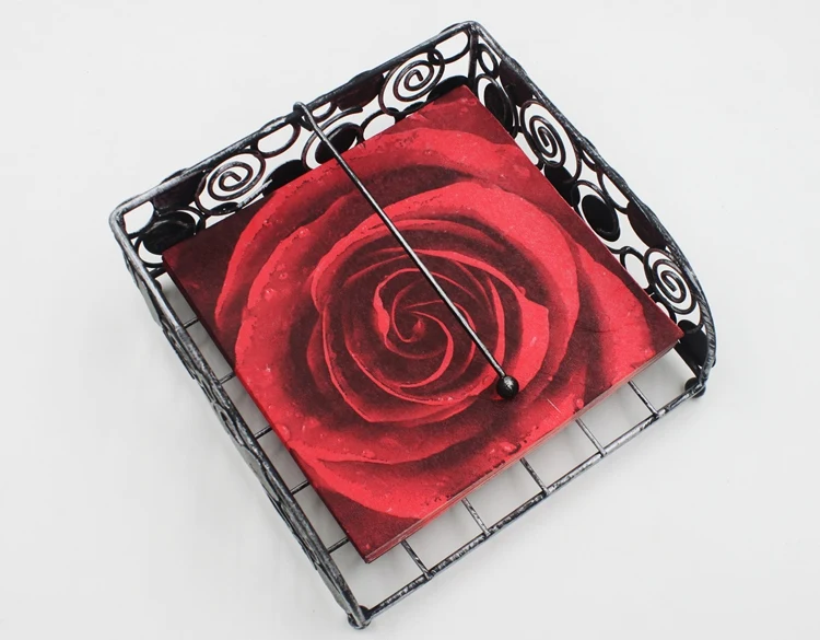 Floral Red Rose Paper Napkin Flower Event & Party Tissue Printed Napkin Supply Decoration 33cm*33cm