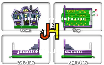 Halloween Haunted House Inflatable Obstacle Maze Bouncer Fun City Jumping Castle