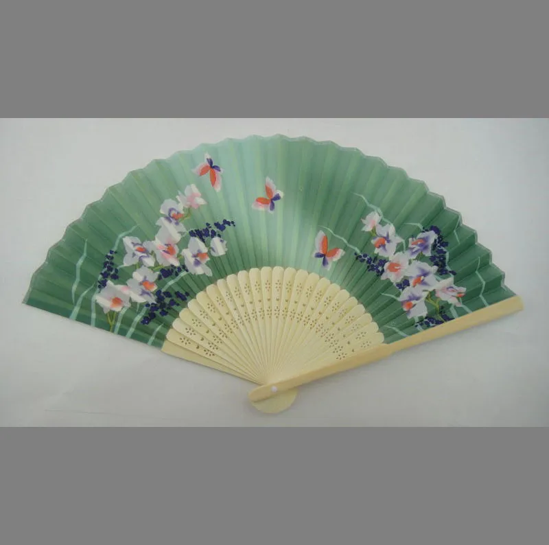 21cm custom printed fabric bamboo hand fan