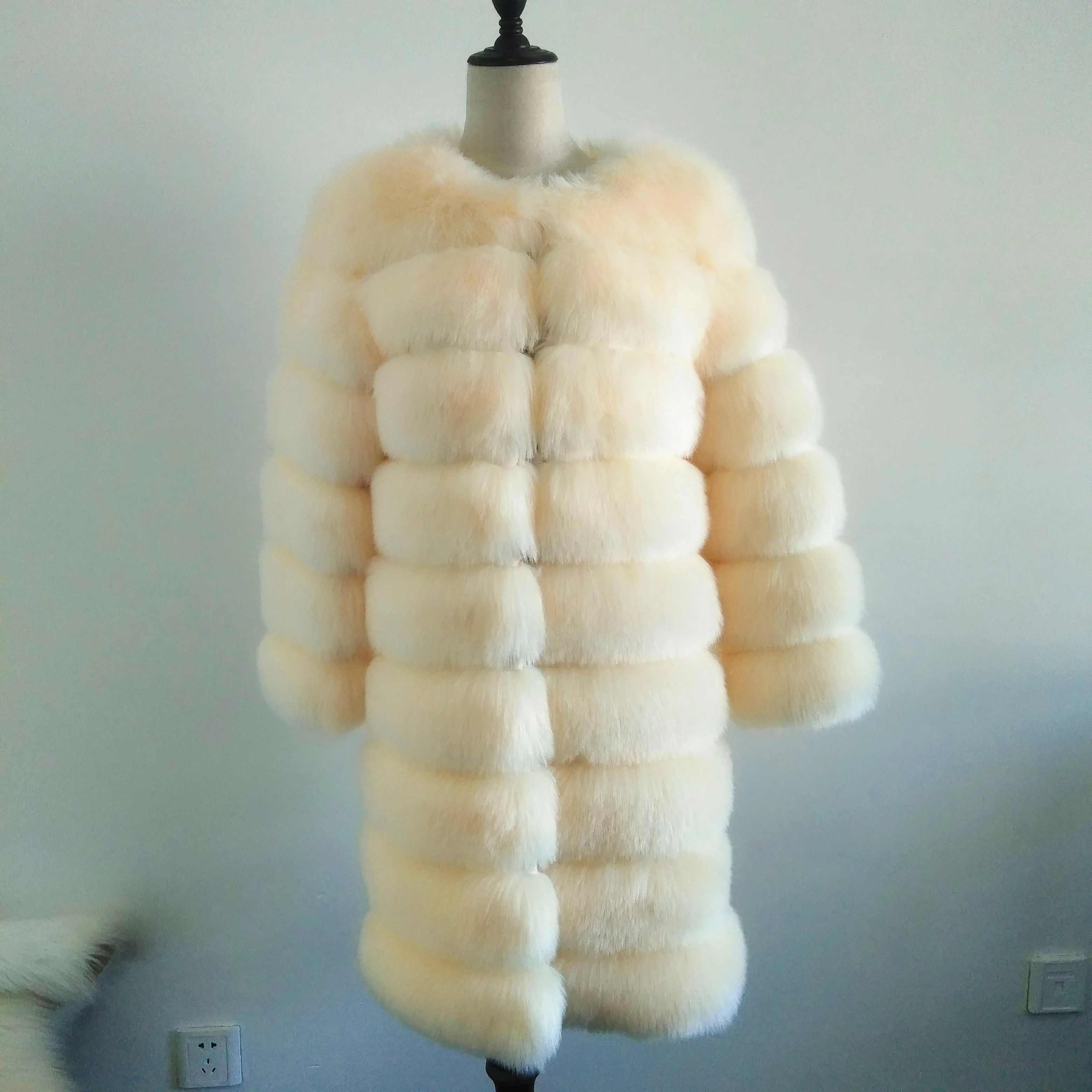 Fashion Winter Fur Coats Women Warm Red Fox Fur Coat Long Sleeve Faux Fur Coat