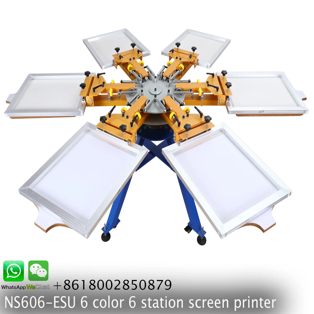 Manual DIY Full set 6 color 6 station t-shirt silk screen printing machine kit all stuff including