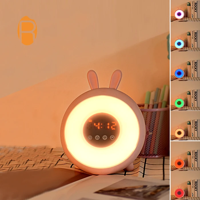 
High quality home bedside desk led wireless cute smart digital alarm clock 