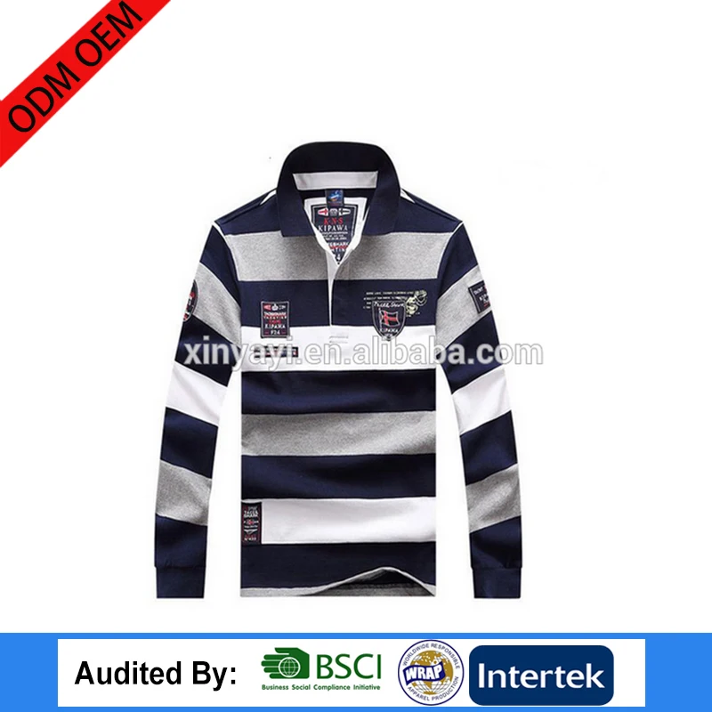 
cheap cotton polo long sleeve clothes with priting customer logo 
