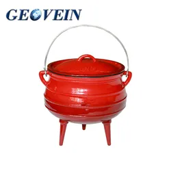 3 legs Footed Camp Small Cast iron Stock fire Potjie Cast iron Cauldron for Picnic
