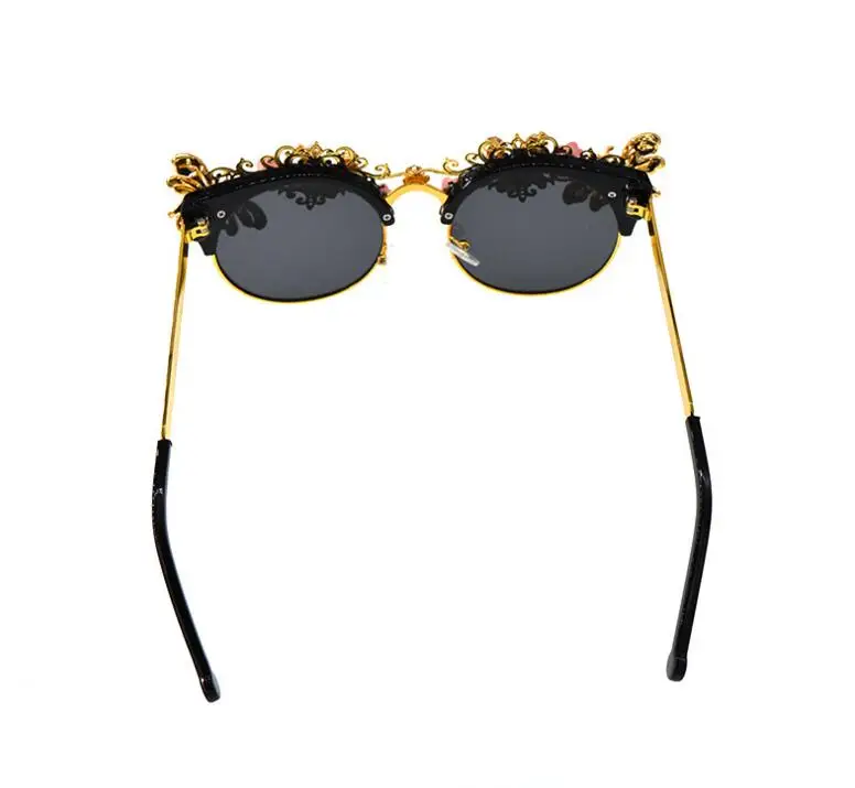 Handmade Luxury Baroque Rhinestone Flower Bee Sunglasses for Women Brand Female Sun Glasses Oculos Crystal Eyewear