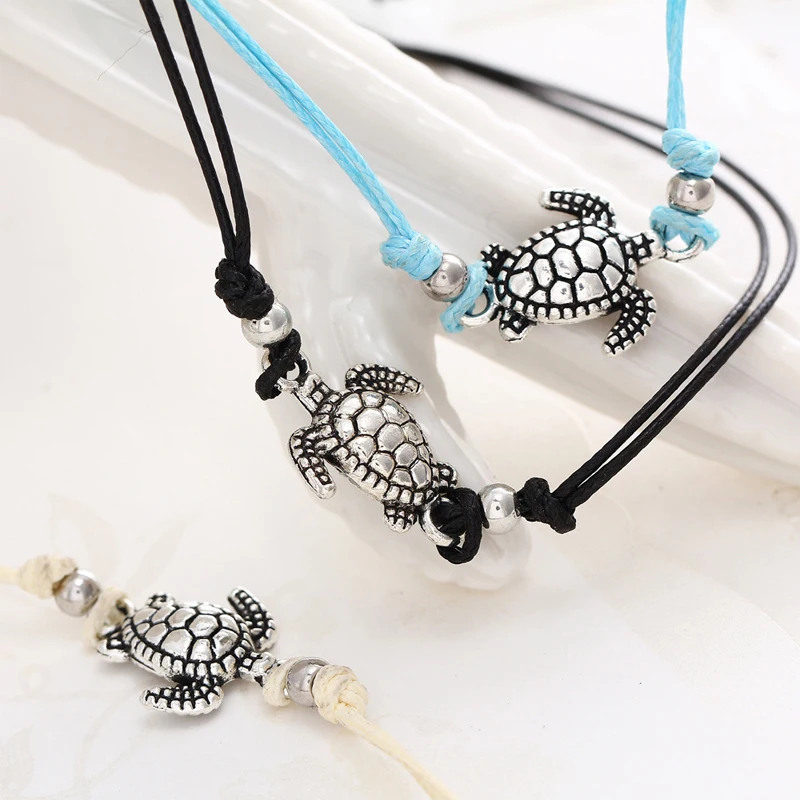 2019 Fashion Style Multi layered Summer Beach Turtle Shaped Charm Ankle Bracelet Turtle Rope String Anklets For Women