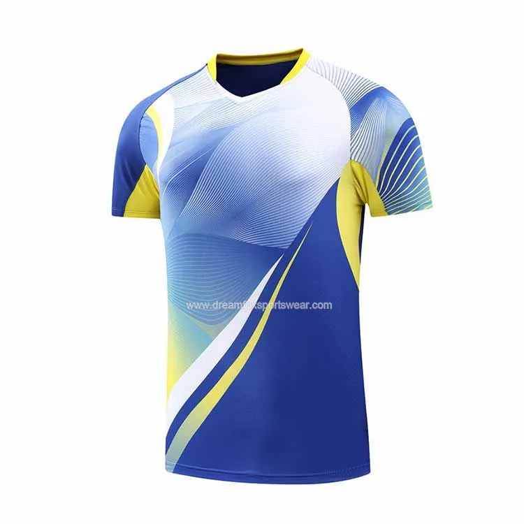 New design cheap custom made table tennis t shirt sublimation short sleeve adult cricket polo tennis training shirt quick dry