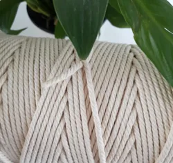4mm Macrame Cotton Cord, 4 Ply Twisted Macrame Yarn, Natural Cotton Cord Perfect Macrame Supplies
