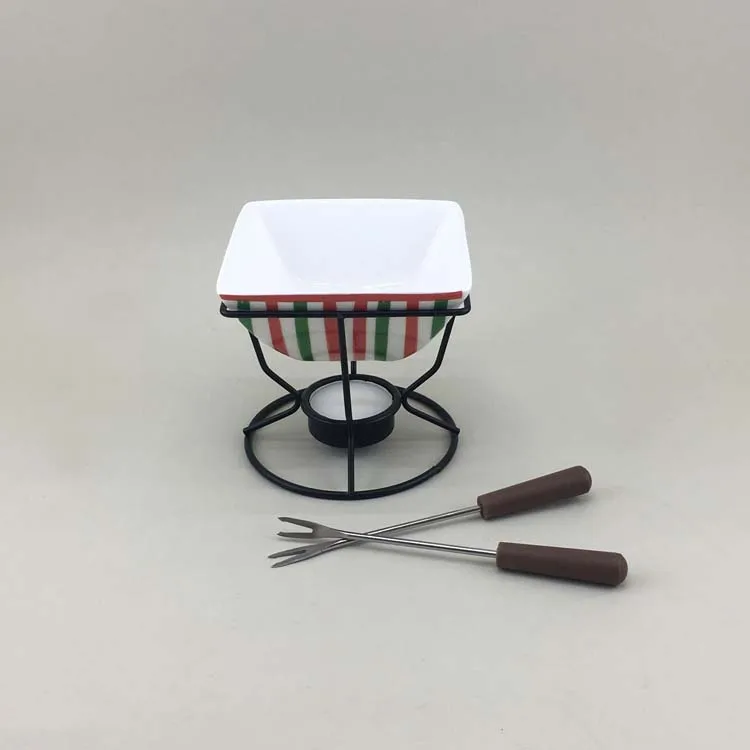 Kitchenware funny cheap price diy used mini porcelain cheese fondue set for hotel