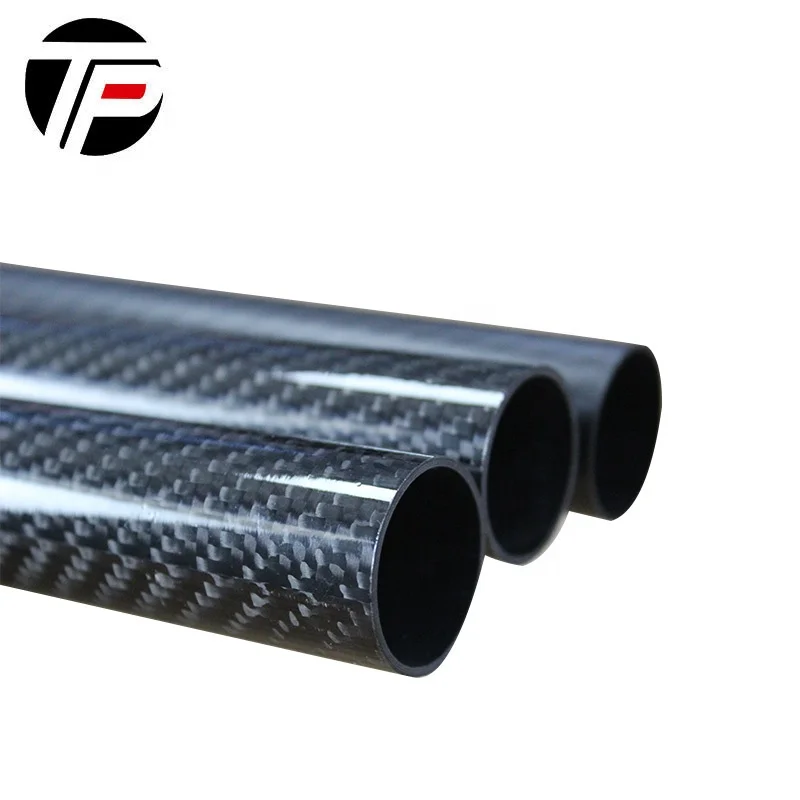 Wholesale customized large diameter glossy twill 3 k full carbon fiber tube