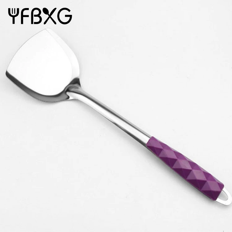 Набор кухонной утвари из нержавеющей стали с пурпурной мозаикой бакелитовой пластиковой ручкой
