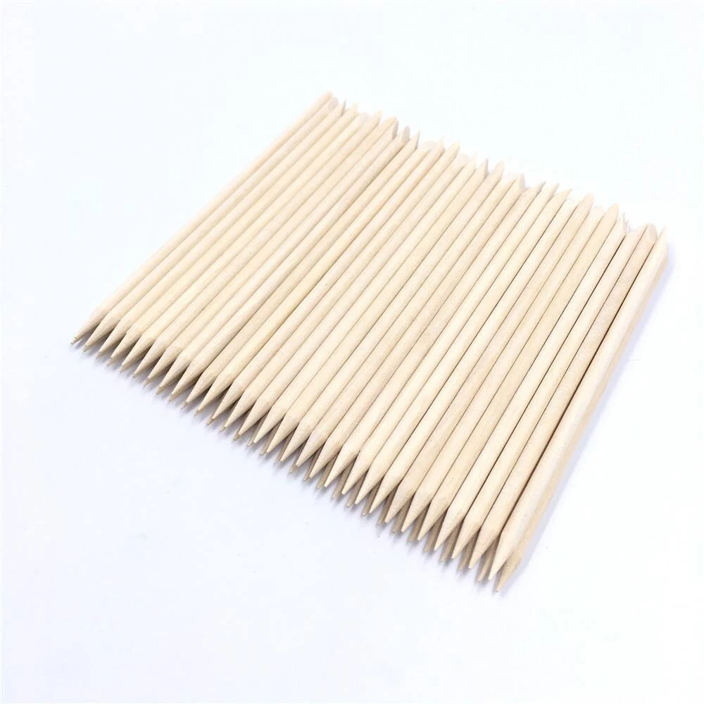 Nail art orange manicure wood stick