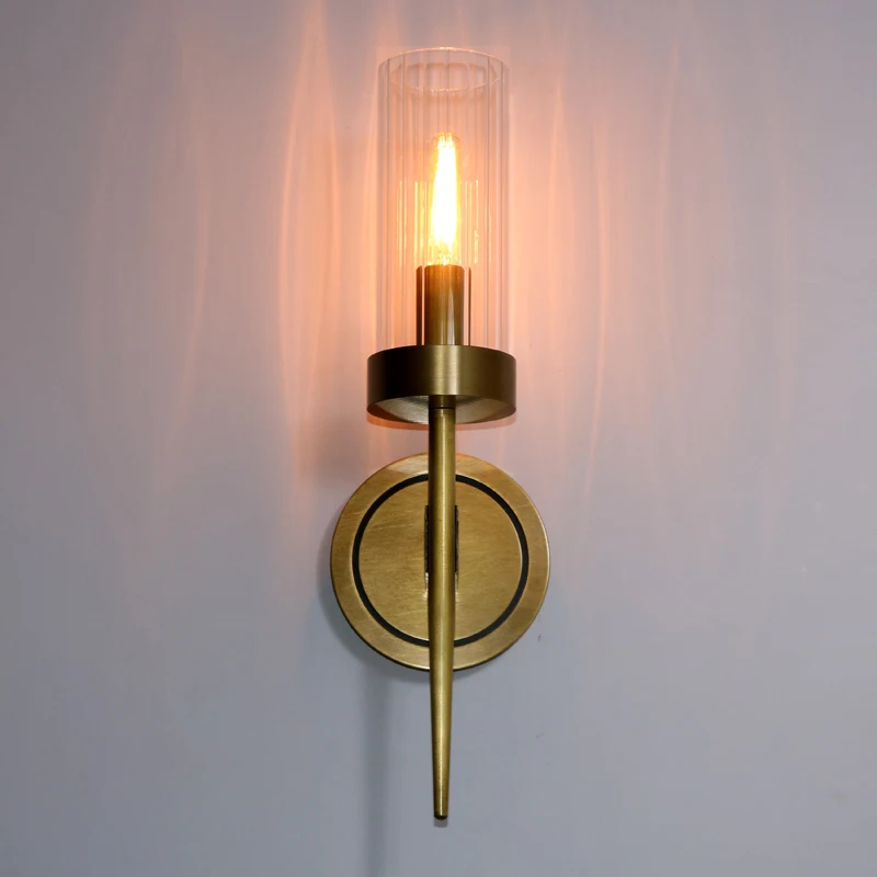 Hot sale antique brass hotel glass wall scone lights
